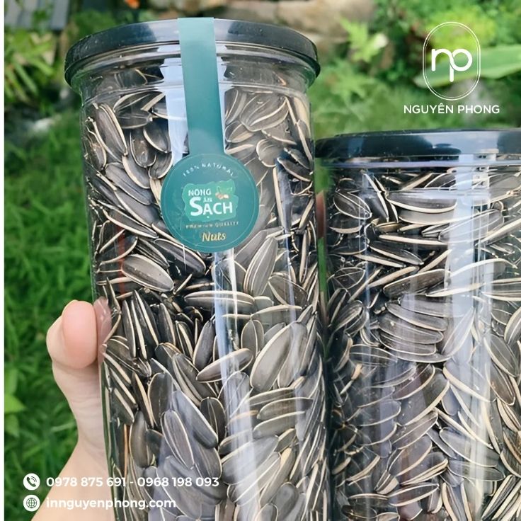 Mẫu tem tròn dán hạt hướng dương